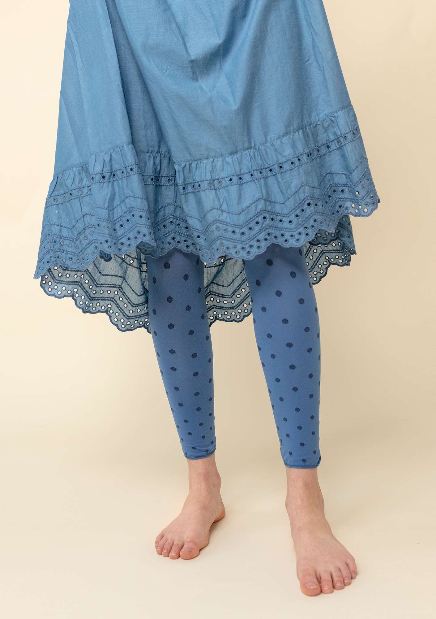 Dotted leggings flax blue
