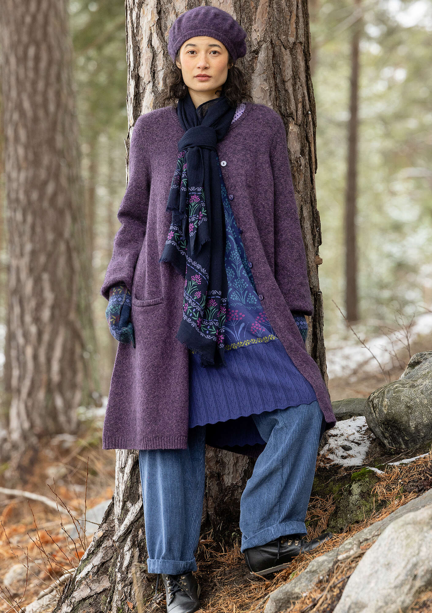 FRANK LEDER / 紫 リネンカーディガン Canada” long cardigan in an alpaca blend gudrunsjoden.com