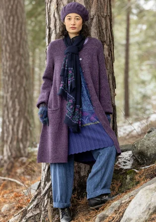 “Canada” long cardigan in an alpaca blend - blackberry/melange
