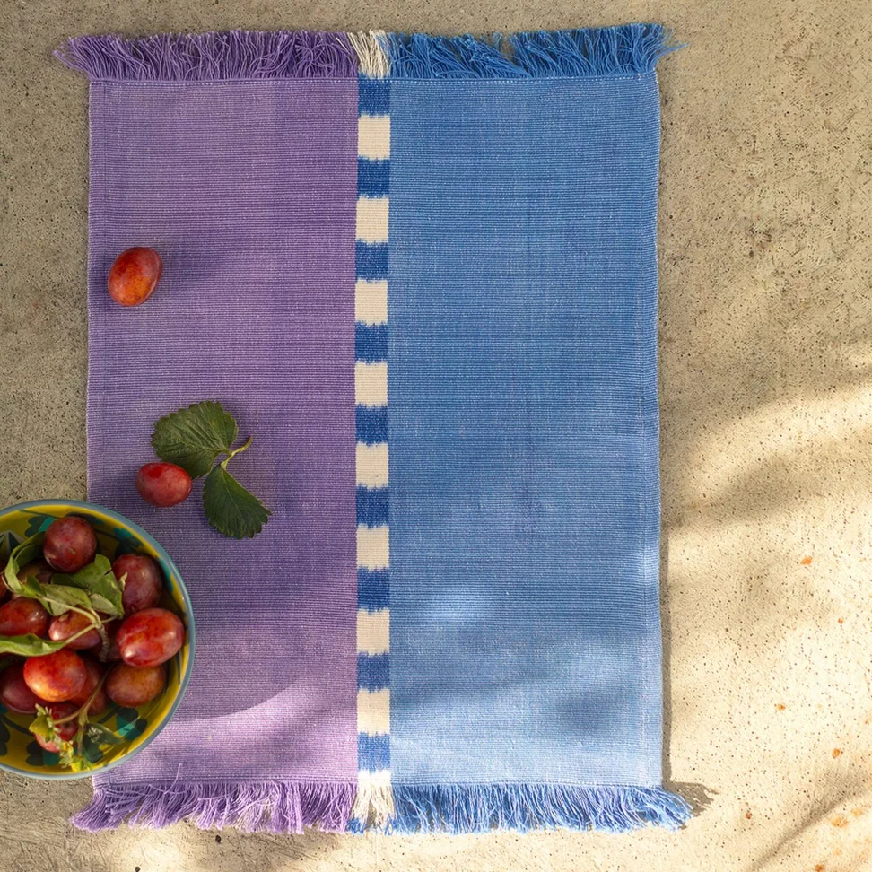 Set de table "Ira" en coton biologique - bleu océan