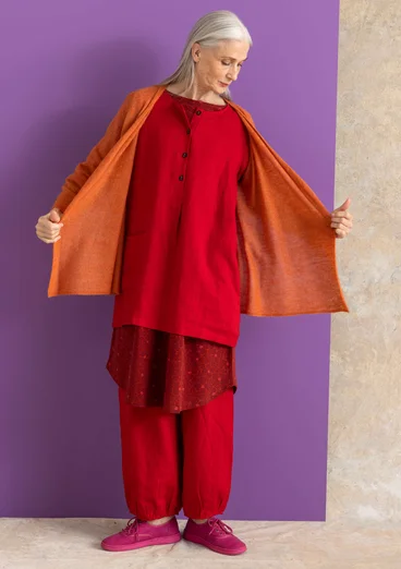 Wool/cotton/alpaca cardigan - light grapefruit/melange