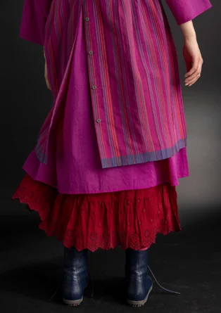 “Ava” woven organic cotton pinafore dress - hibiscus