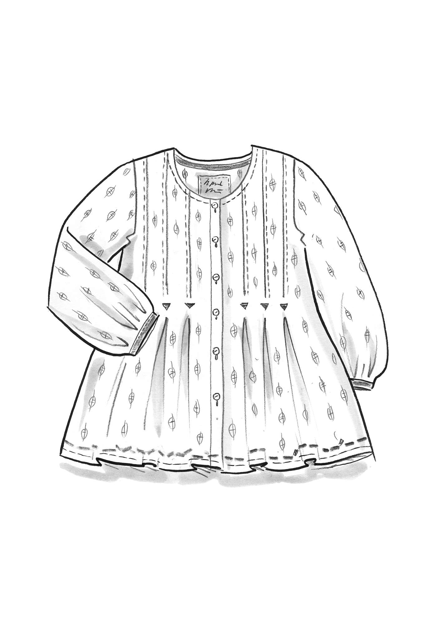 “Signe” smock blouse in woven organic cotton ecru
