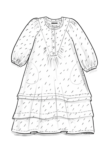 Vävd klänning "Blossom" i ekologisk bomull - svart/mönstrad