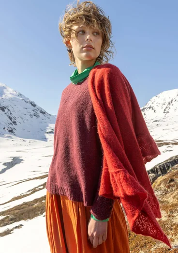 Trøje "Forgetmenot" i alpakamiks - aubergine/meleret