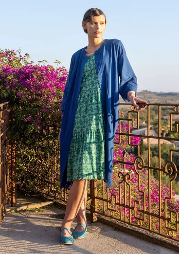 Webkleid „Anglaise“ aus Bio-Baumwolle - porzellanblau