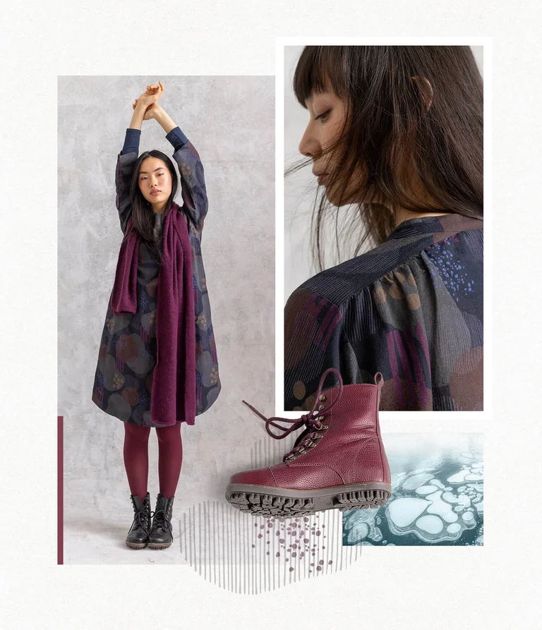 Eine Collage mit Bildern von Frauen in Mode und Schuhen von Gudrun Sjödén.