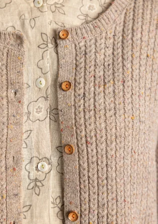Lambswool blend nep cardigan - mole/melange