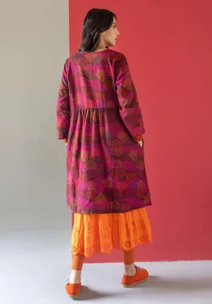 “Alaska” woven organic cotton/linen dress - aubergine
