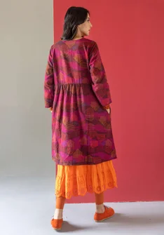 “Alaska” woven organic cotton/linen dress - aubergine