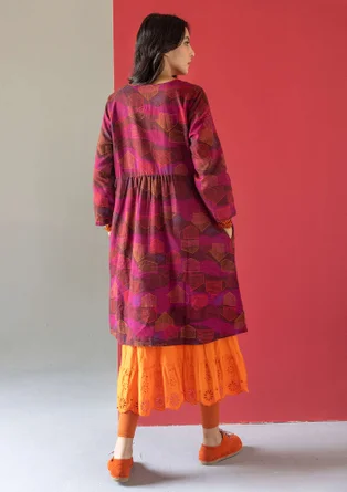 Robe "Alaska" en tissu de coton biologique/lin - aubergine