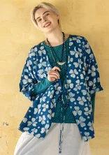 Wickelbluse „Bloom“ aus Bio-Baumwolle - indigoblau