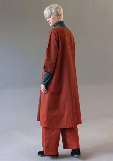 Gepunktetes oder einfarbiges Kleid „Elin“ aus Viskose/Leinen - rost