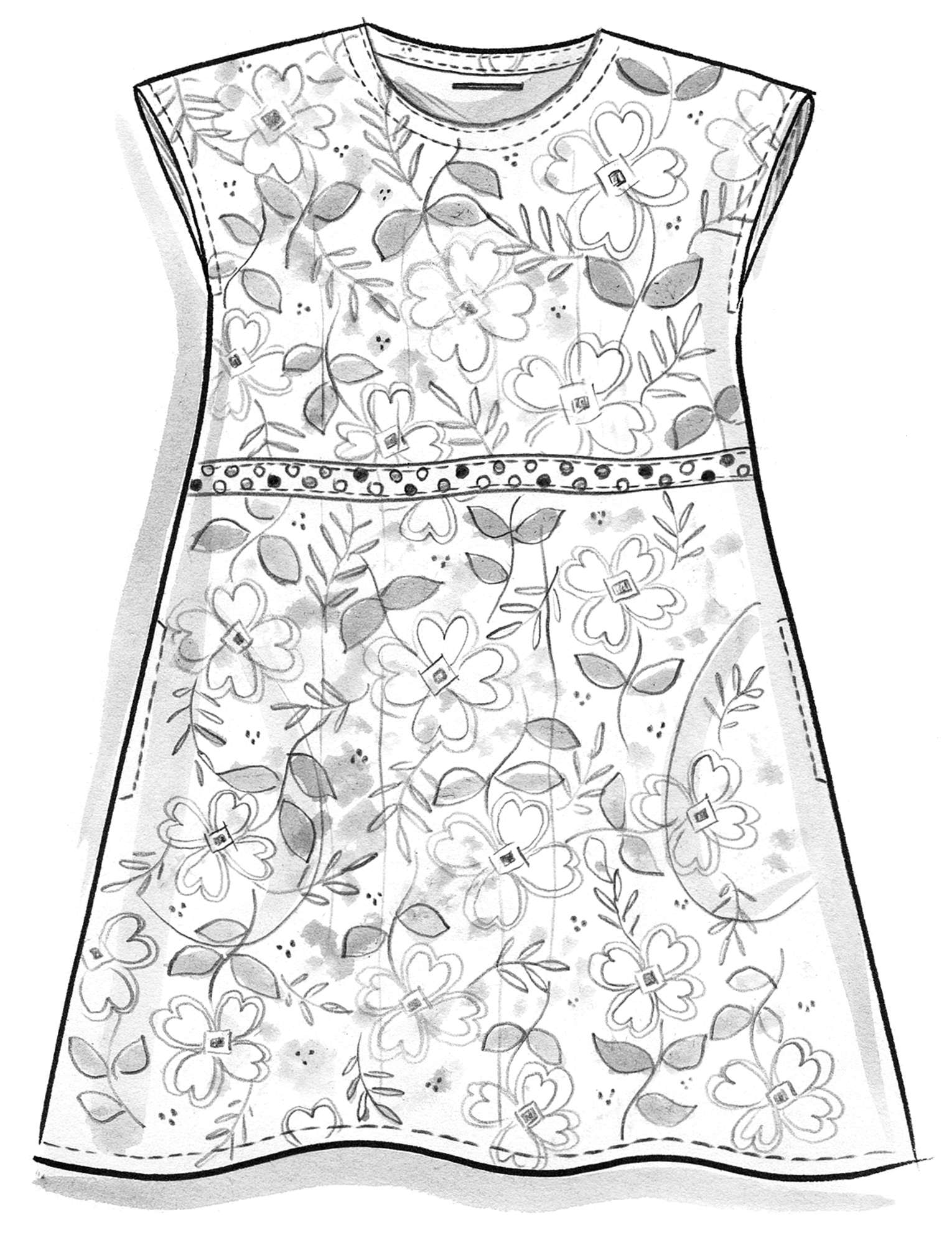 Vevd kjole «Flora» i økologisk bomull