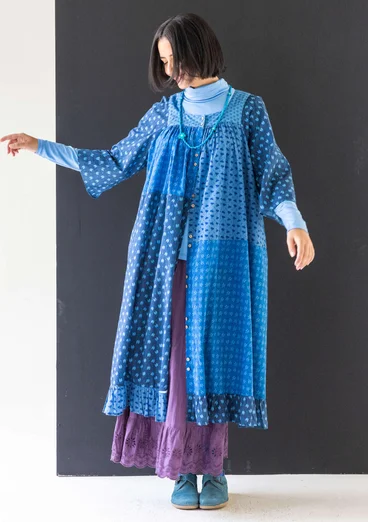 Geblümtes Kleid „1976“ aus Bio-Baumwolle - indigo