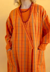 Kimono à carreaux "Coimbatore" en coton biologique - sorbe