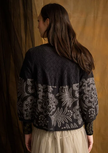 Gemusterte Strickjacke „Anila“ aus Bio-Baumwolle - dunkelaschgrau