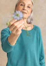 Sweater in organic cotton/lyocell - teal