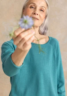 Pull en coton biologique/lyocell - bleu canard