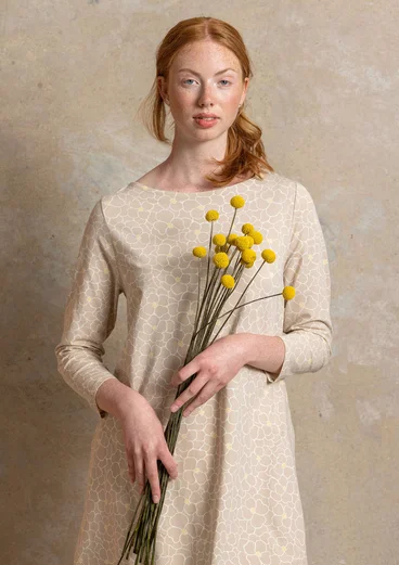 Tricot jurk "Theia" van biologisch katoen/elastaan - naturel/dessin