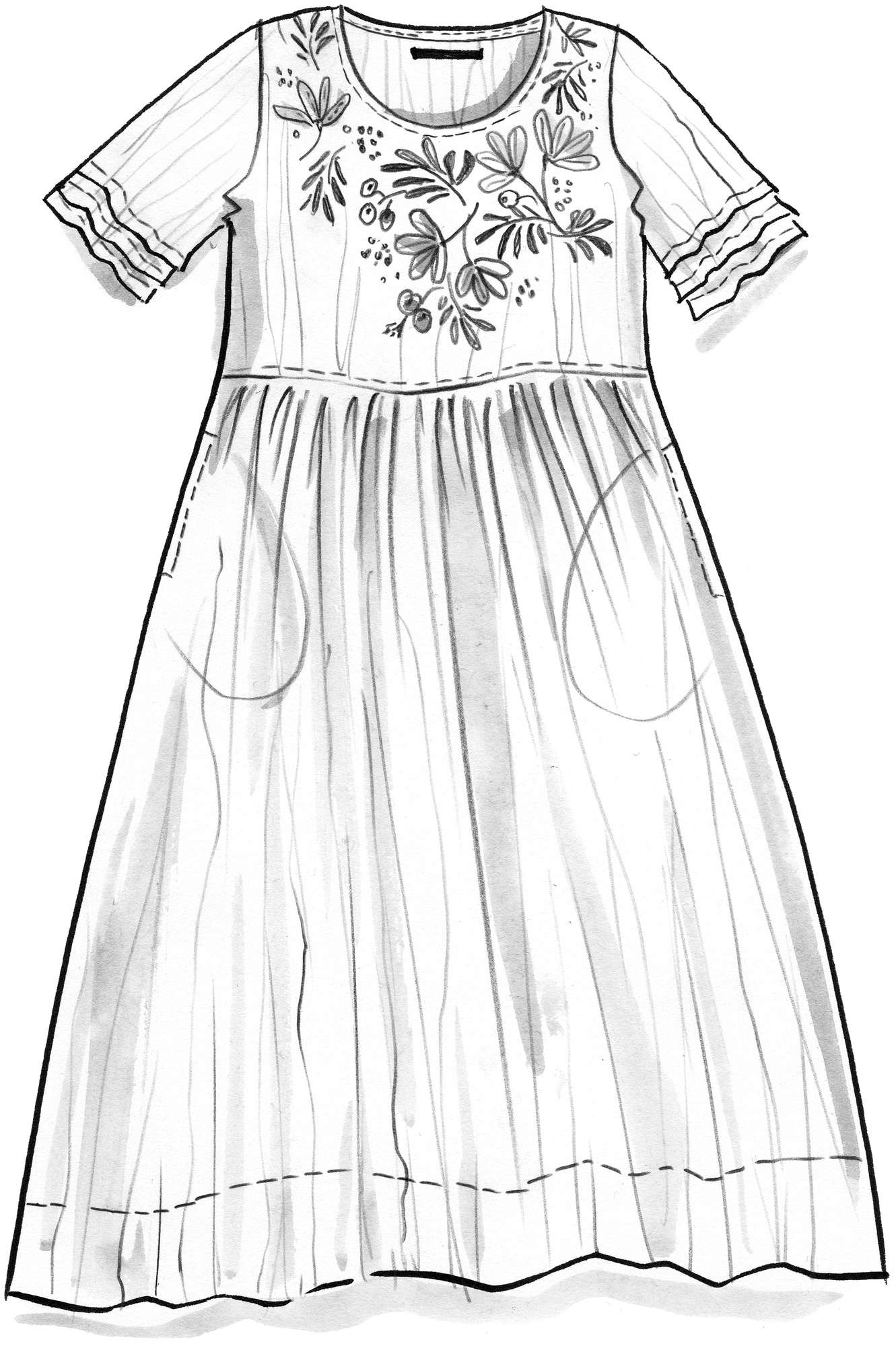 Geweven jurk  Kordelia  van biologisch katoen