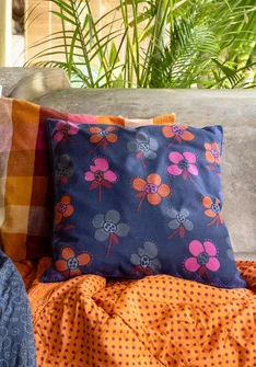 Kuddfodral "Amandine" i ekologisk bomull - mörk indigo