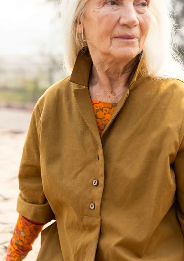 Cotton/linen dress with a collar - brass