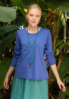 Effen top van biologisch katoen/modal - briljantblauw