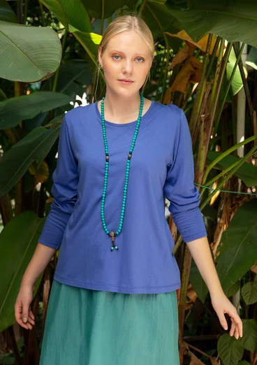 Effen top van biologisch katoen/modal - briljantblauw