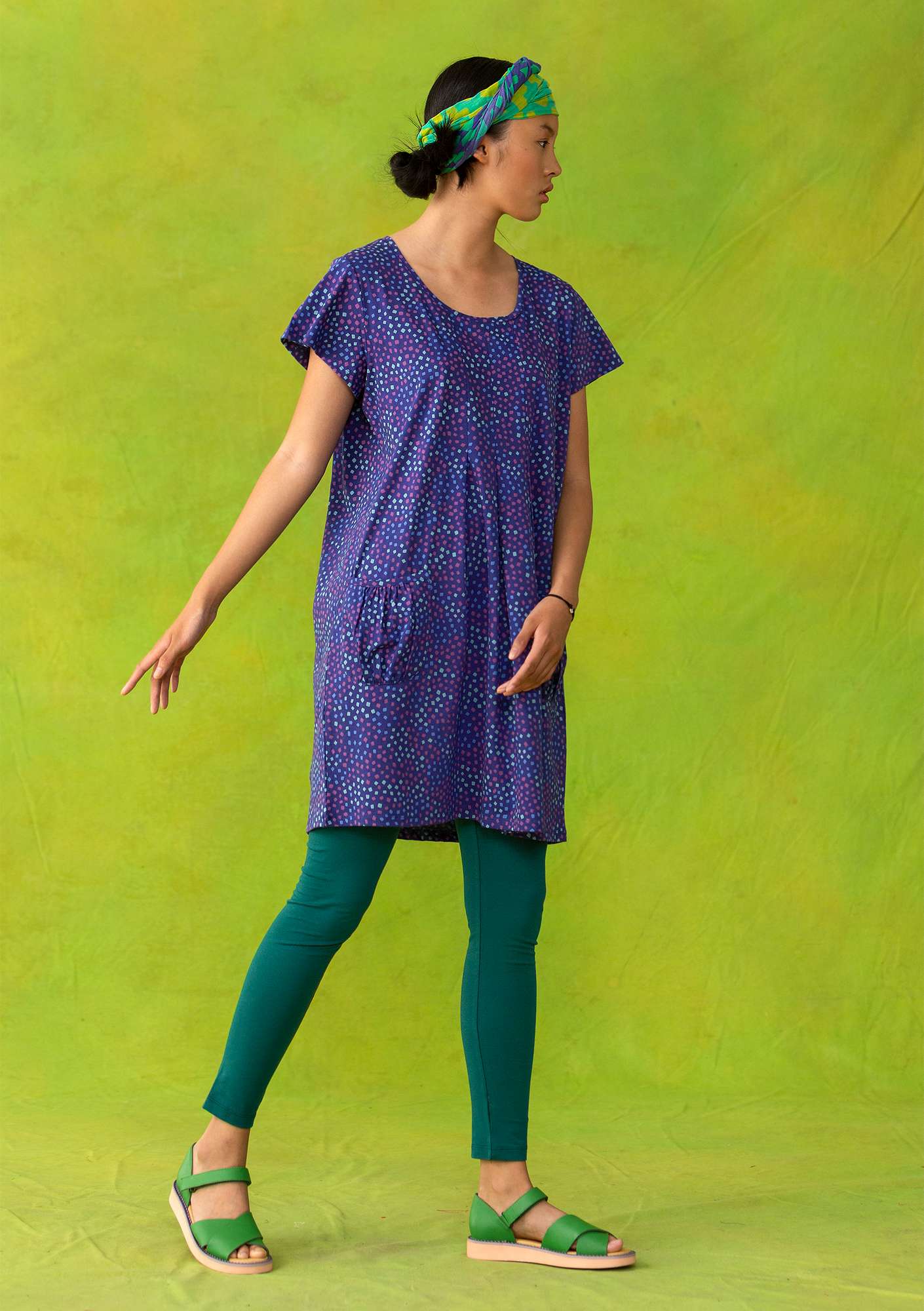 “Confetti” tunic in fine organic cotton violet/patterned thumbnail