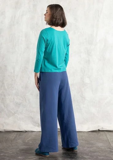 Organic cotton jersey trousers - mountain blue