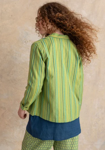“Esme” woven organic cotton/linen jacket - kiwi/stripe