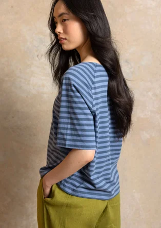 Basic-Streifenshirt aus Bio-Baumwolle - pazifikblau-altblau