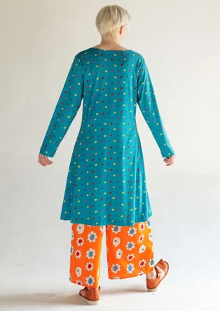 Gepunktetes Jerseykleid „1964“ aus Baumwolle/Modal - türkis