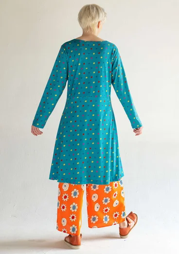 Gepunktetes Jerseykleid „1964“ aus Baumwolle/Modal - türkis