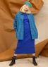 Jupe longue en jersey côtelé de coton biologique (bleu cobalt L)