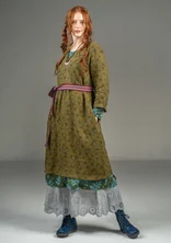 “Bodil” woven linen dress - eucalyptus/patterned