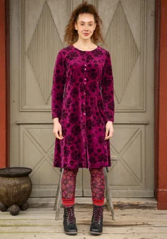 “Selma” velour dress in organic cotton/recycled polyester - grape