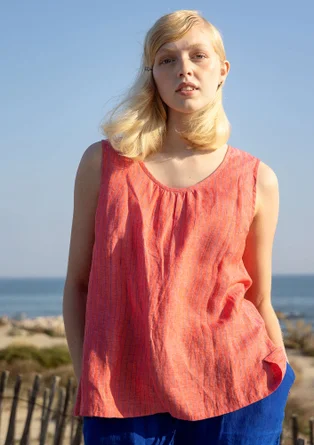 “Bifrost” woven linen tank top - light coral