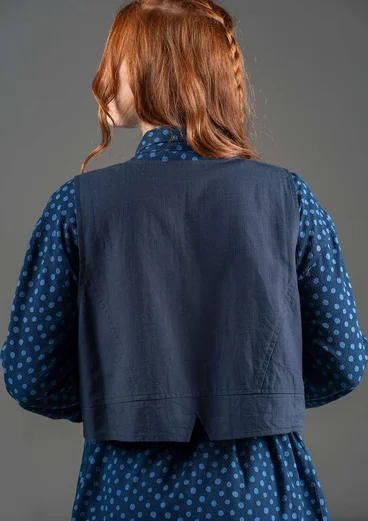 Woven organic cotton waistcoat - ink blue