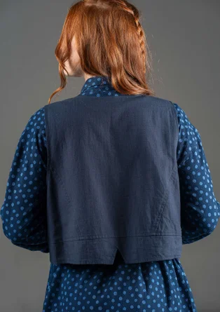 Woven organic cotton waistcoat - ink blue