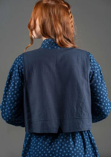 Woven organic cotton waistcoat - ink blue