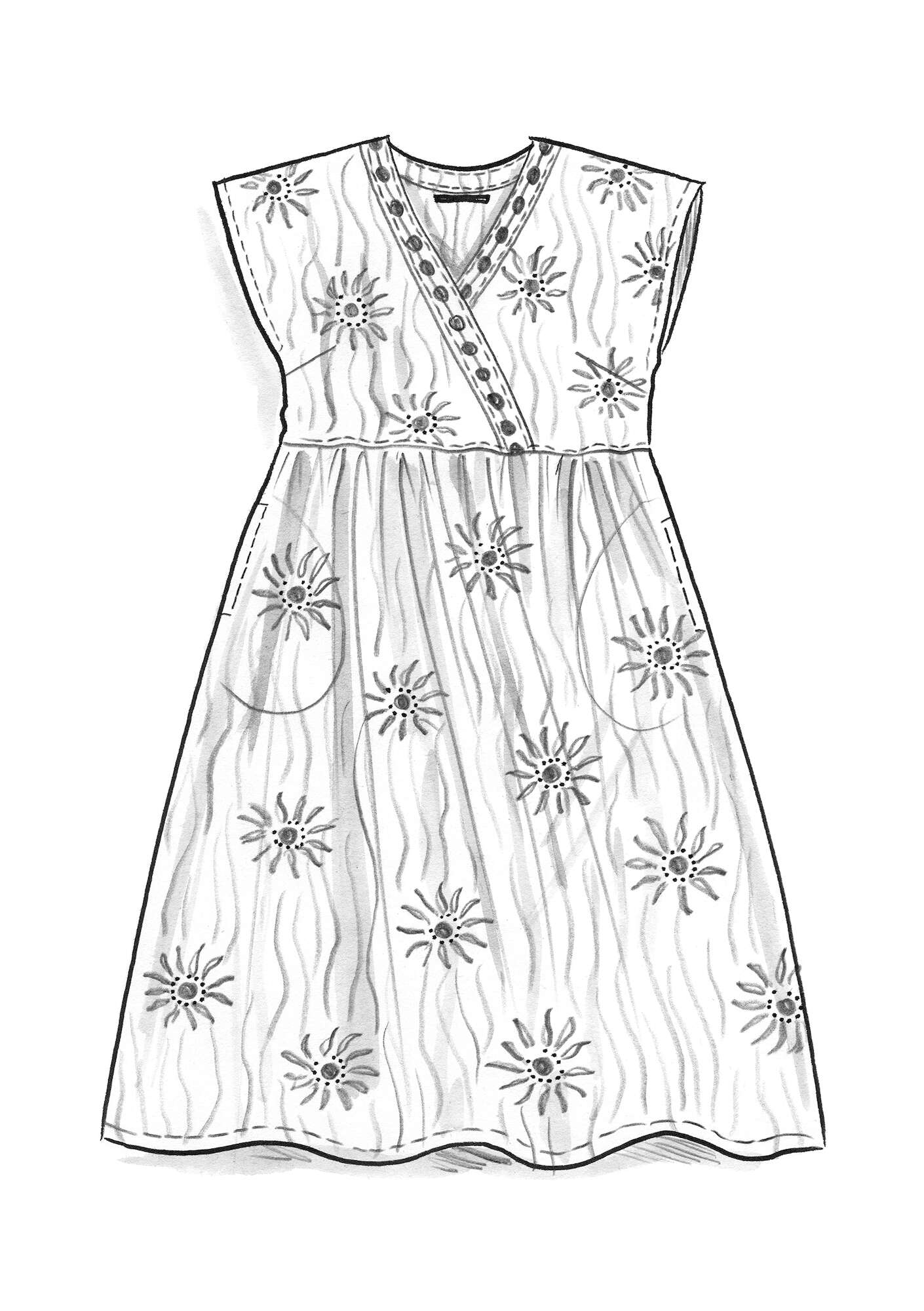 Geweven jurk  Makutsi  van biologisch katoen laguneblauw