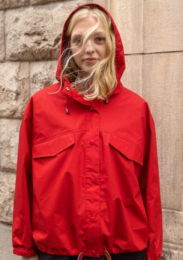 Jacke aus Bio-Baumwollgewebe - papageienrot