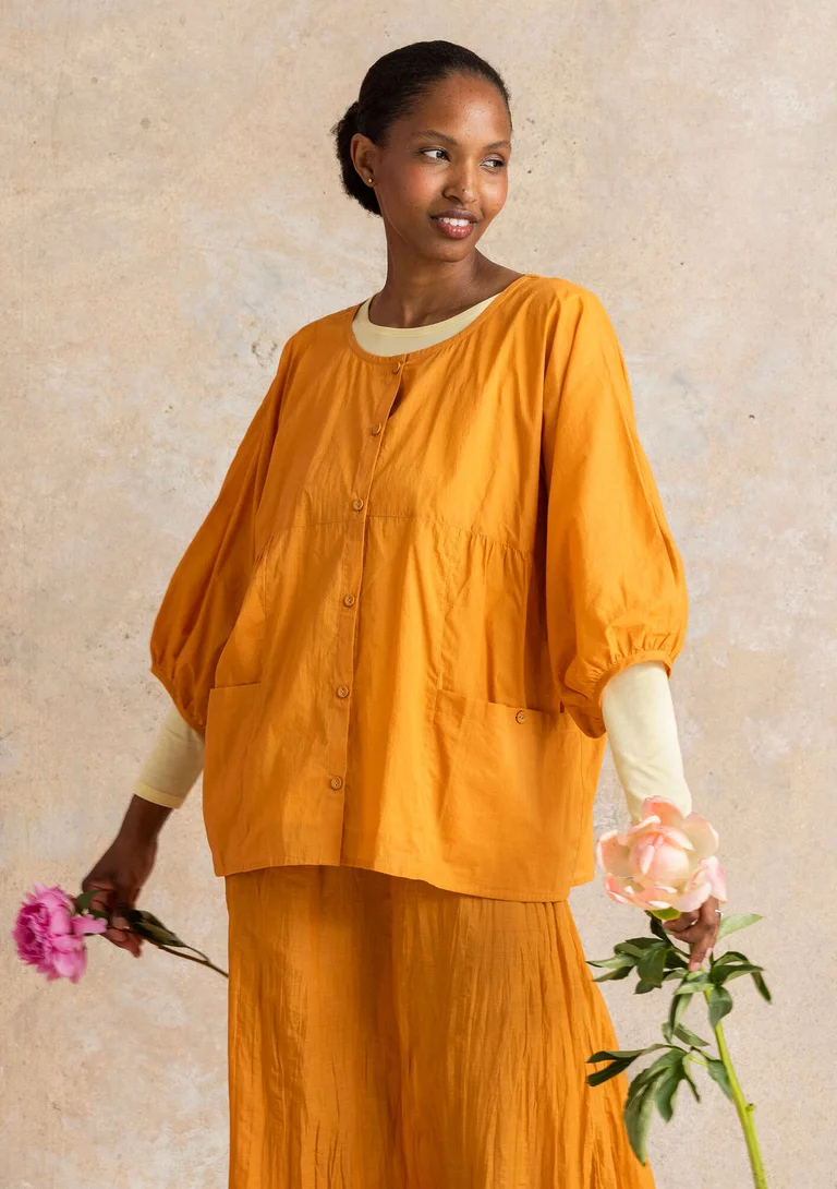 “Tindra” woven organic cotton blouse - clementine