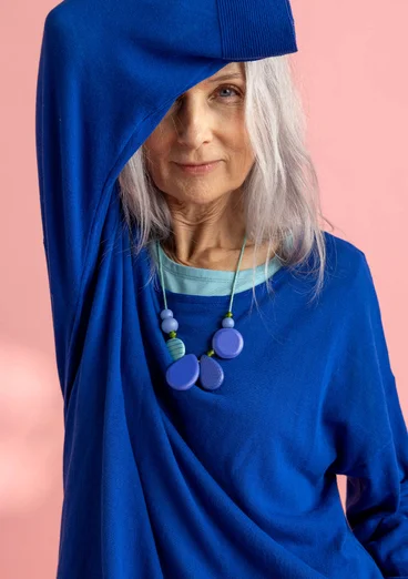 Halskjede «Agnes» med treperler - brilliantblå