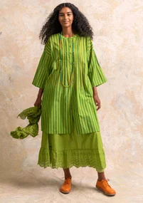 Kleid „Serafina“ aus Öko-Baumwollgewebe - waldgrün-gemustert