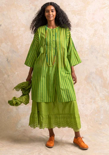 Kleid „Serafina“ aus Öko-Baumwollgewebe - waldgrün-gemustert