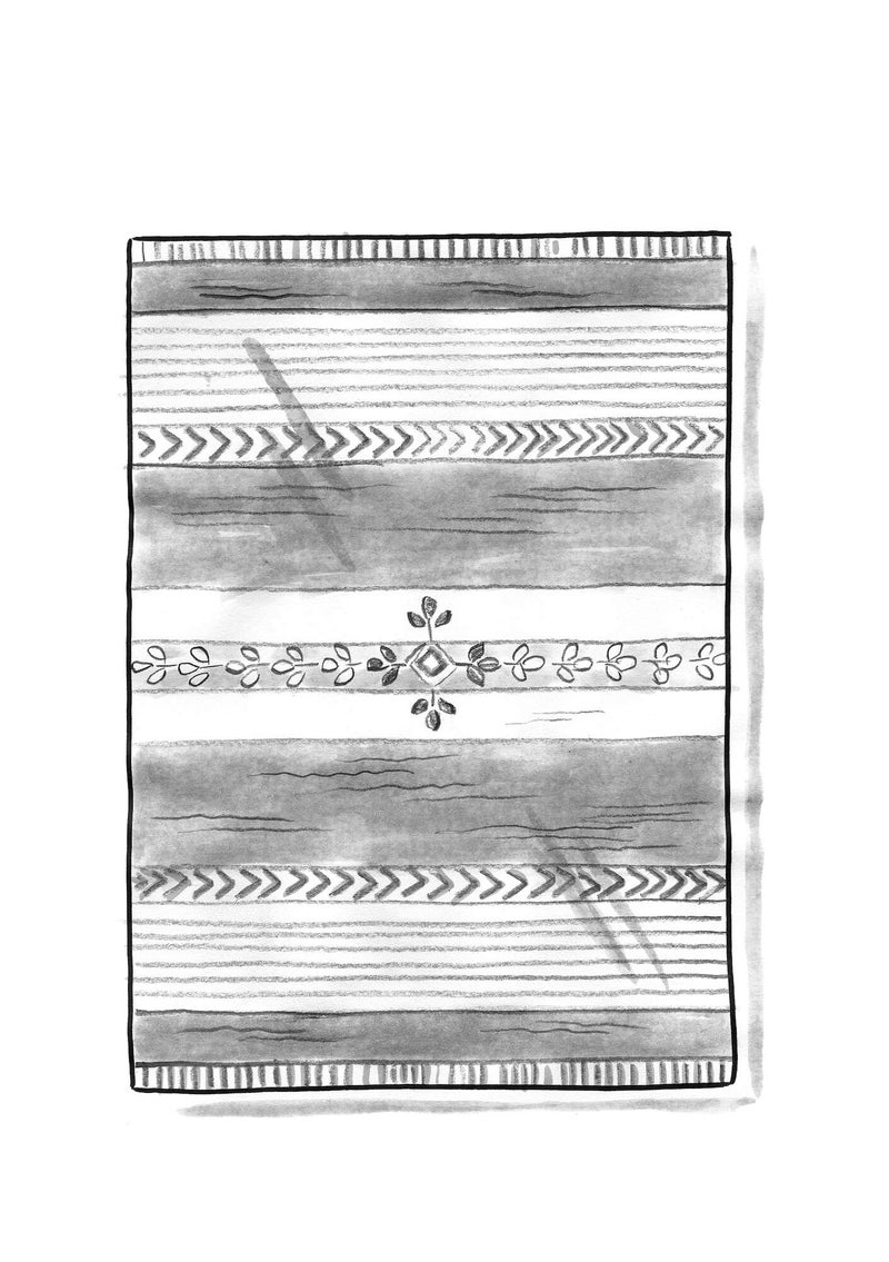 Jacquardkudottu matto ”Tulsi” villaa tuhkanharmaa