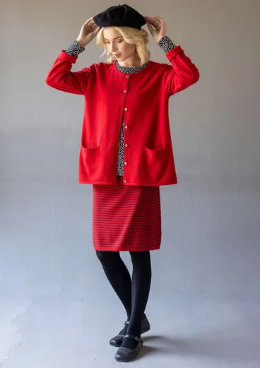 Gestreifte oder einfarbige Strickjacke „Sylvi“ aus Bio-Baumwolle/Wolle - amaryllis